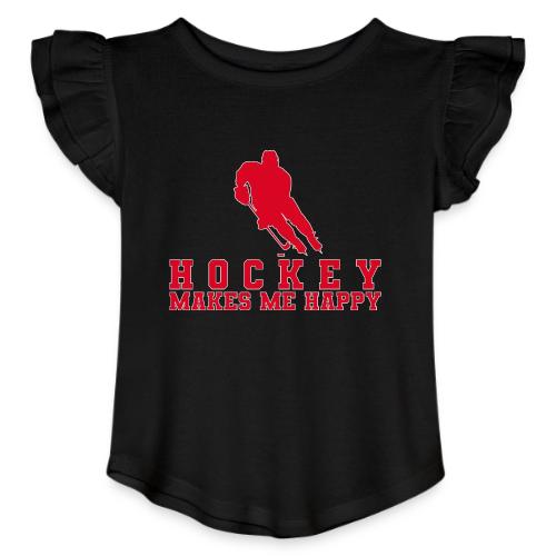 Hockey makes me happy - Toddler Girls Flutter T-shirt