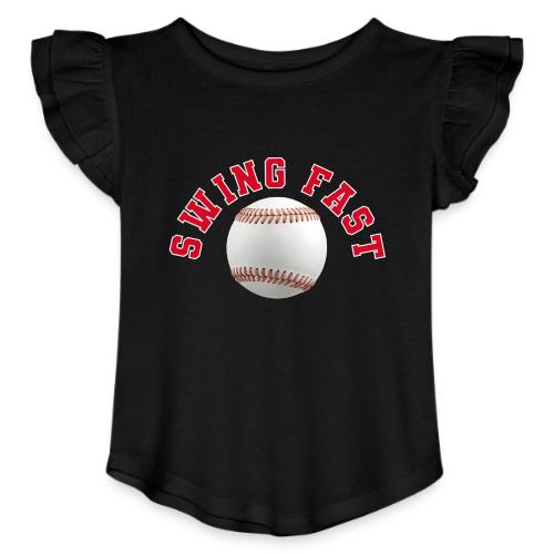 Baseball: Swing Fast Energy - Toddler Girls Flutter T-shirt