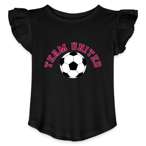 Team United Soccer Ball Sports Design - Toddler Girls Flutter T-shirt