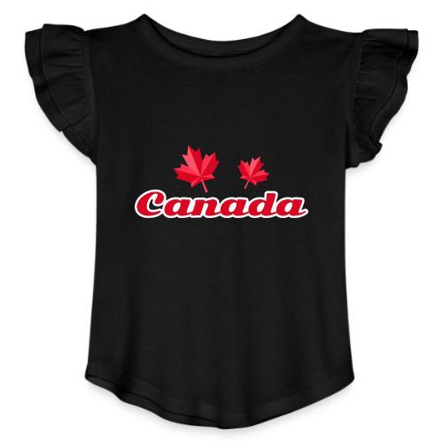 Canada with two maple leaves - Toddler Girls Flutter T-shirt