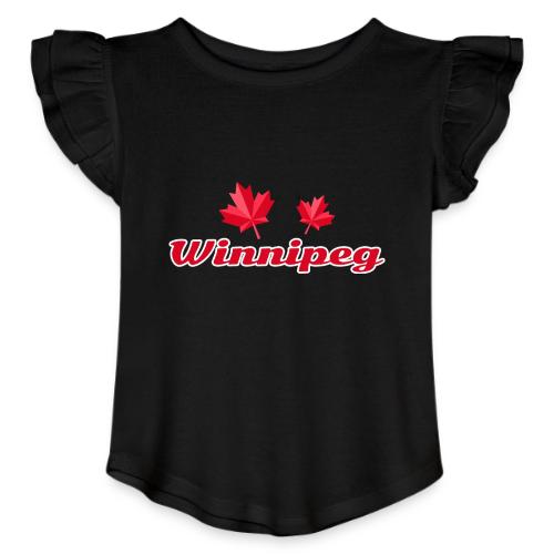 Winnipeg with two red maple leaves - Toddler Girls Flutter T-shirt
