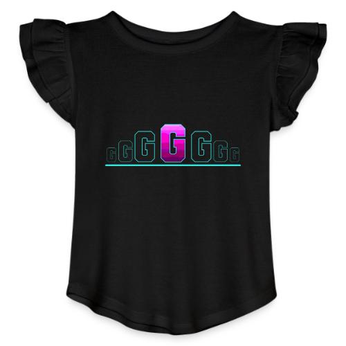Letter G – Capital Varsity Alphabet Monogram - Toddler Girls Flutter T-shirt