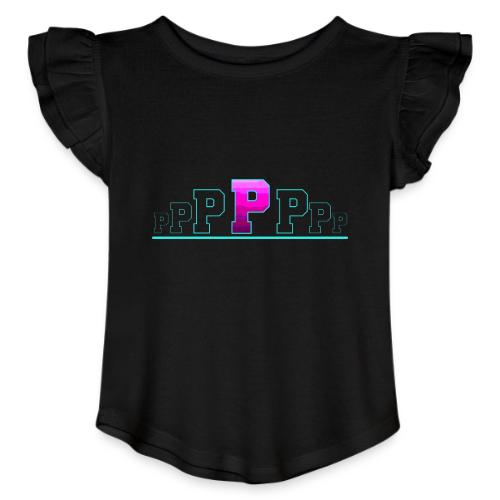Letter P – Capital Varsity Alphabet Monogram - Toddler Girls Flutter T-shirt