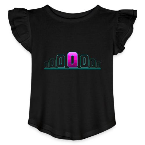 Letter Q – Capital Varsity Alphabet Monogram - Toddler Girls Flutter T-shirt