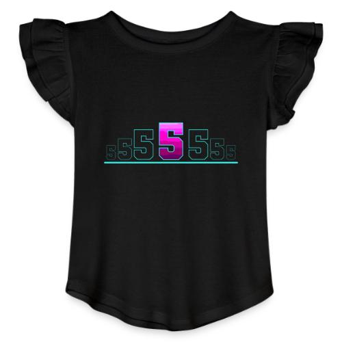 Number 5 in Magenta: Varsity Font - Toddler Girls Flutter T-shirt