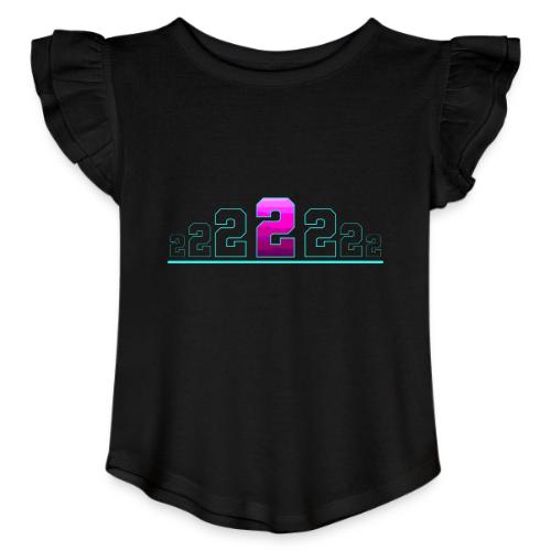 Number 2 in Magenta: Varsity Font - Toddler Girls Flutter T-shirt