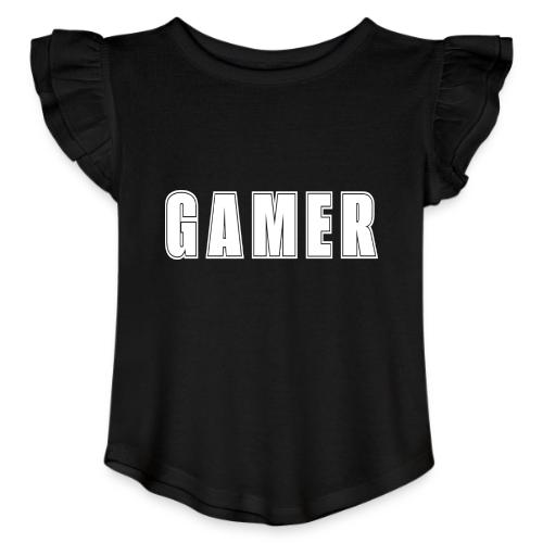 Gamer Collegiate White Text Design - Toddler Girls Flutter T-shirt