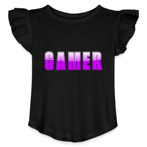 Gamer Purple Glossy Collegiate Design - Toddler Girls Flutter T-shirt