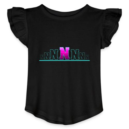 Letter N – Capital Varsity Alphabet Monogram - Toddler Girls Flutter T-shirt