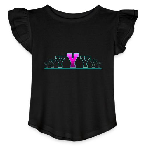 Letter Y – Capital Varsity Alphabet Monogram - Toddler Girls Flutter T-shirt