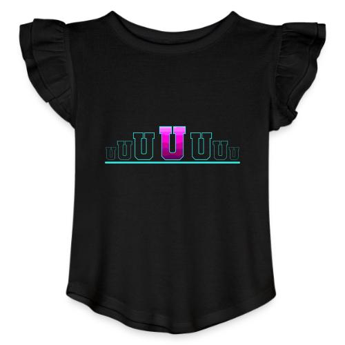 Letter U – Capital Varsity Alphabet Monogram - Toddler Girls Flutter T-shirt