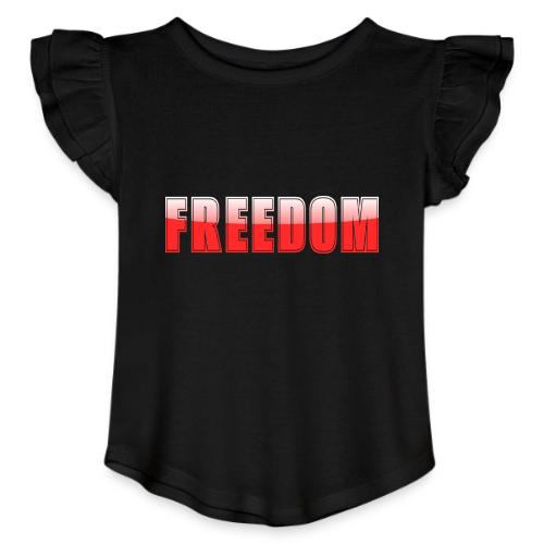 Freedom Typography Design - Toddler Girls Flutter T-shirt