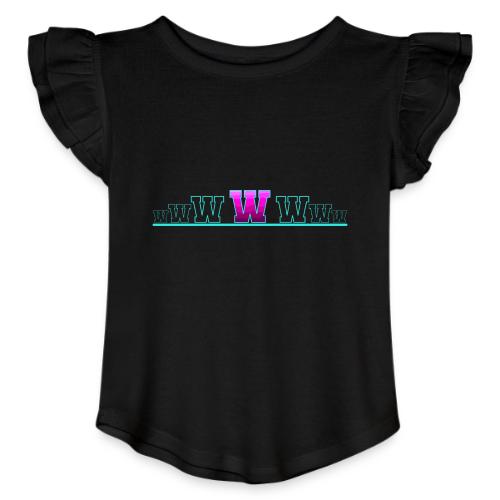 Letter W – Capital Varsity Alphabet Monogram - Toddler Girls Flutter T-shirt