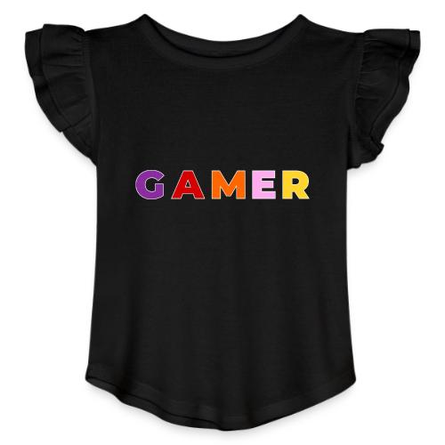 Multicolor GAMER Typography Design - Toddler Girls Flutter T-shirt