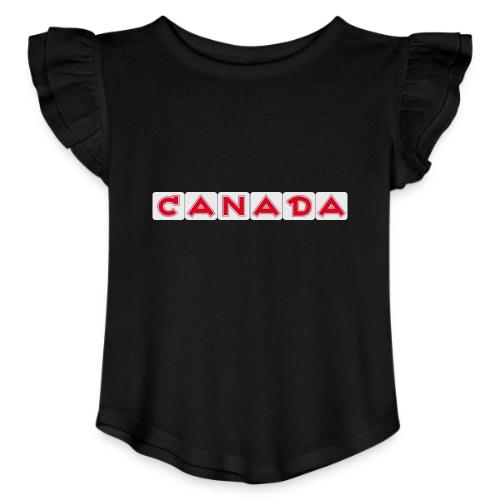 Canada, red letters on white background - Toddler Girls Flutter T-shirt