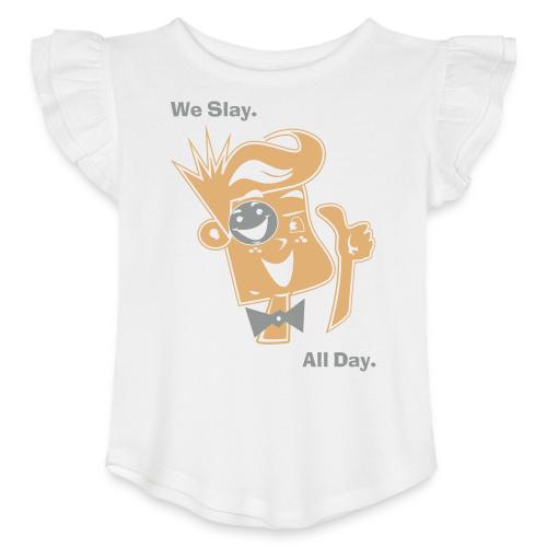 We Slay All Day Shiny Shirt Metallic Silver & Gold - Toddler Girls Flutter T-shirt