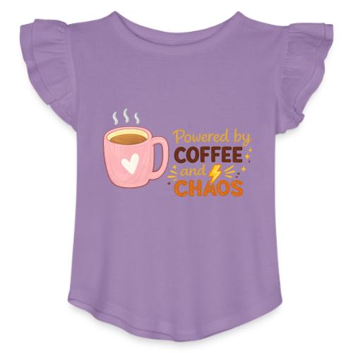Powered by Coffee and Chaos - Toddler Girls Flutter T-shirt