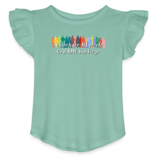 a church for all people - with colorful graphic - Toddler Girls Flutter T-shirt