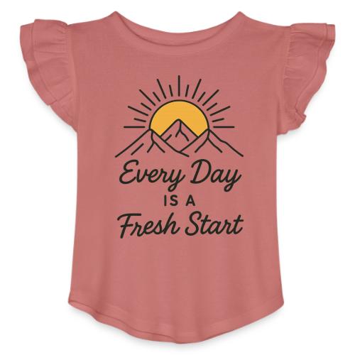 Inspirational Mountain Sunrise Motif - Toddler Girls Flutter T-shirt