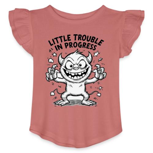 Playful Mischief Demon Illustration - Toddler Girls Flutter T-shirt