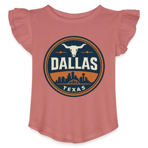 Vintage Dallas Texas Western Skyline Retro Cowboy - Toddler Girls Flutter T-shirt