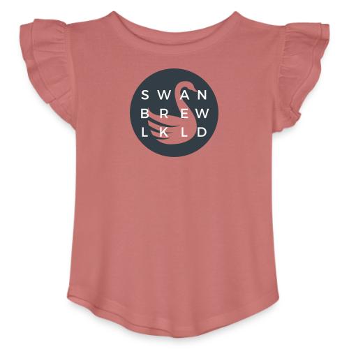 Modern Swan Brewing Logo - Toddler Girls Flutter T-shirt
