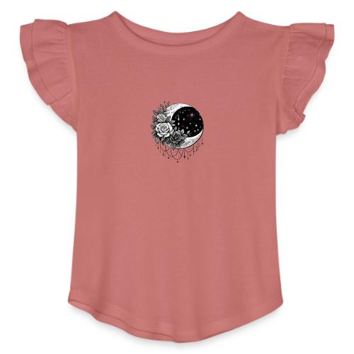 Crescent Moon Floral - Toddler Girls Flutter T-shirt