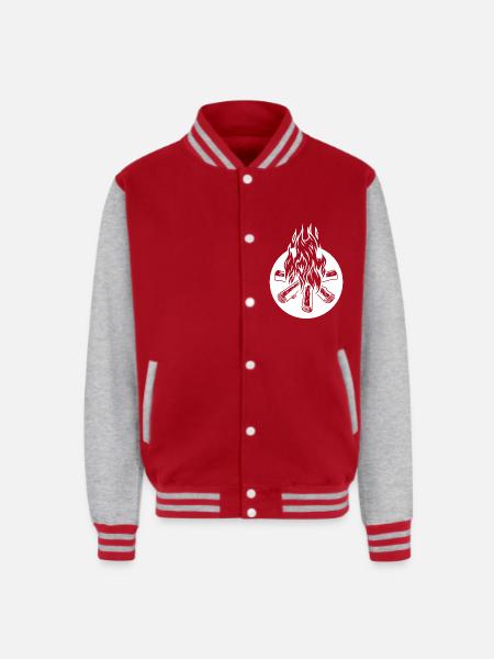 BONFIRE WHITE - Unisex College Sweat Jacket - red/heather grey