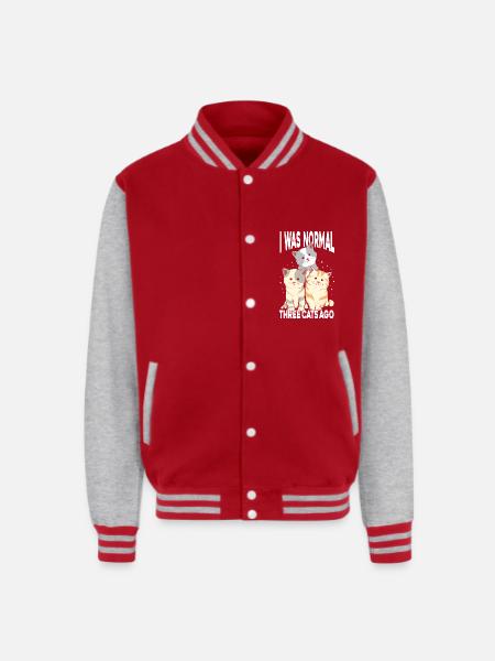 I Was Normal - Unisex College Sweat Jacket - red/heather grey