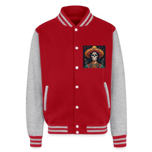 Charra Skull Art | Traditional Mexican Design - Unisex College Sweat Jacket