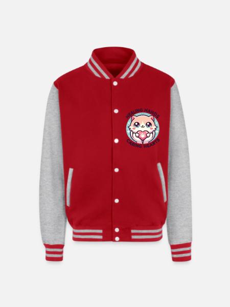 Healing Hands - Unisex College Sweat Jacket - red/heather grey