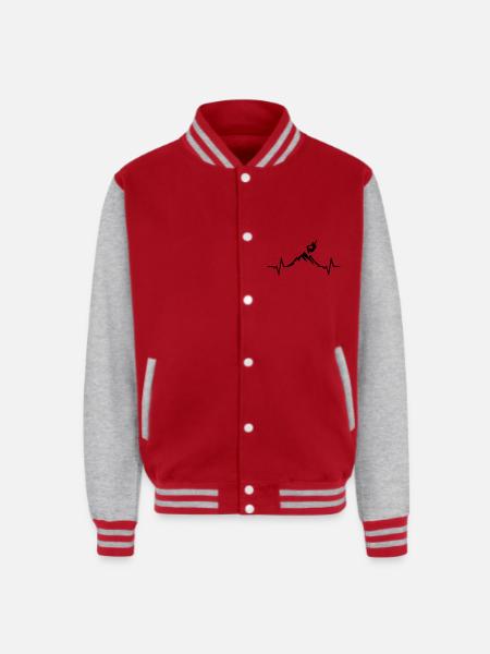 Snowboarding - Snowboarder, Mountain & ECG - Unisex College Sweat Jacket - red/heather grey