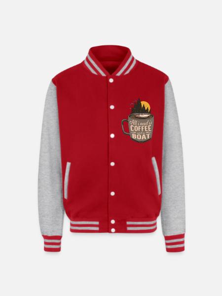 Coffee Motor Boat Cartoon - Unisex College Sweat Jacket - red/heather grey