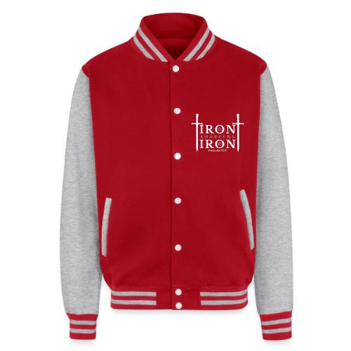 Iron Sharpens Iron - Proverbs 27:17 (White & Grey) - Unisex College Sweat Jacket