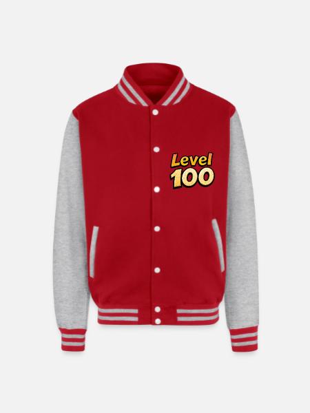Level 100 - Unisex College Sweat Jacket - red/heather grey