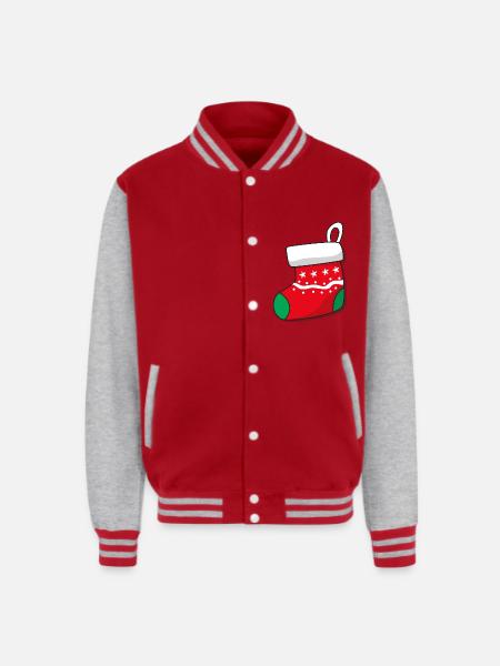 Cute Christmas Sock Design - Unisex College Sweat Jacket - red/heather grey