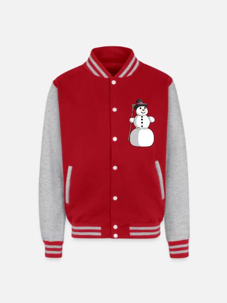 Snowman holding broom - Unisex College Sweat Jacket - red/heather grey