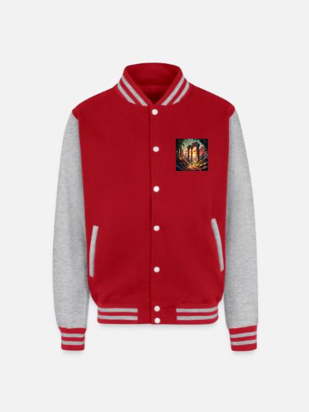 Exploring Ancient Ruins - Unisex College Sweat Jacket - red/heather grey
