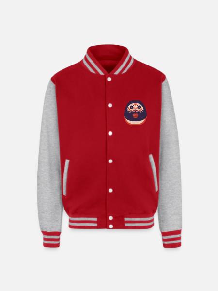 Daruma Doll - Unisex College Sweat Jacket - red/heather grey