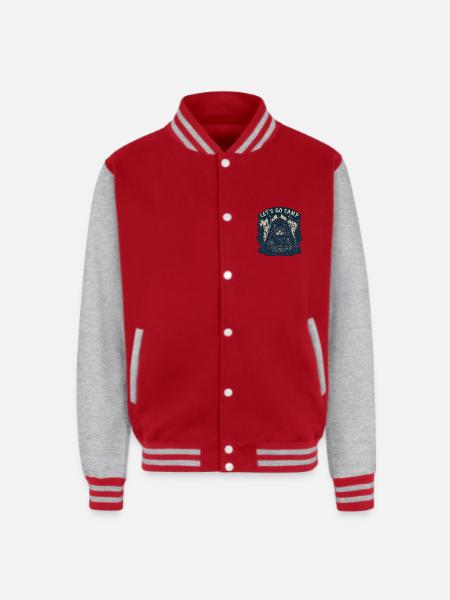 Cat Let's Go Camp - Unisex College Sweat Jacket - red/heather grey