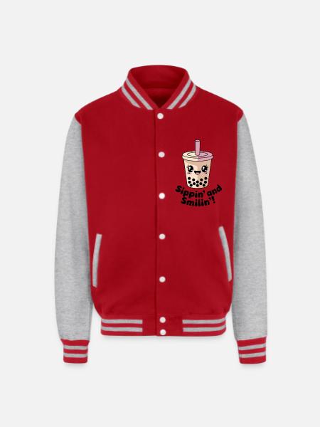 Sippin and Smilin - Unisex College Sweat Jacket - red/heather grey