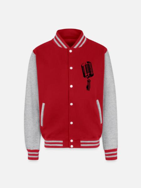 microphone - Unisex College Sweat Jacket - red/heather grey