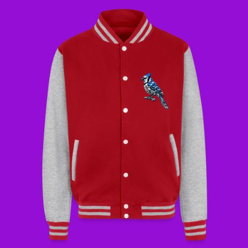 Silver Blue Jay on Perch - Unisex College Sweat Jacket