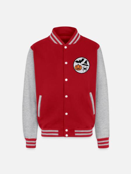 Halloween Circle: Pumpkin Bat Spider - Unisex College Sweat Jacket - red/heather grey