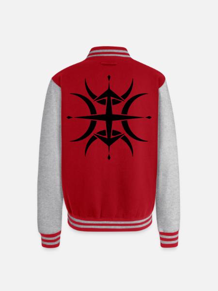 Tribal Compass Crop Circle - Unisex College Sweat Jacket - red/heather grey