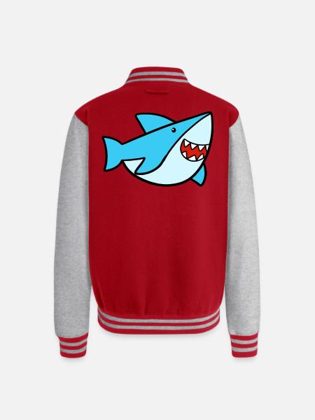 Sweet Shark - Unisex College Sweat Jacket - red/heather grey