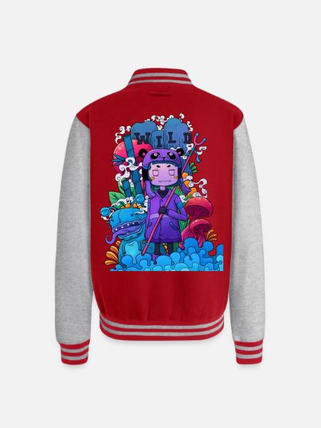 Wild Dreamer Neon Mushrooms - Unisex College Sweat Jacket - red/heather grey
