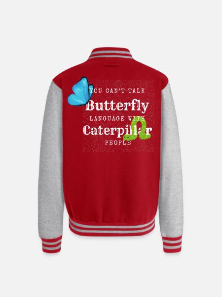 Butterfly Language Tee - Unisex College Sweat Jacket - red/heather grey