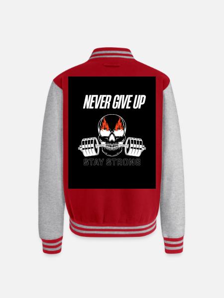 Never Give Up Skull Fitness - Unisex College Sweat Jacket - red/heather grey