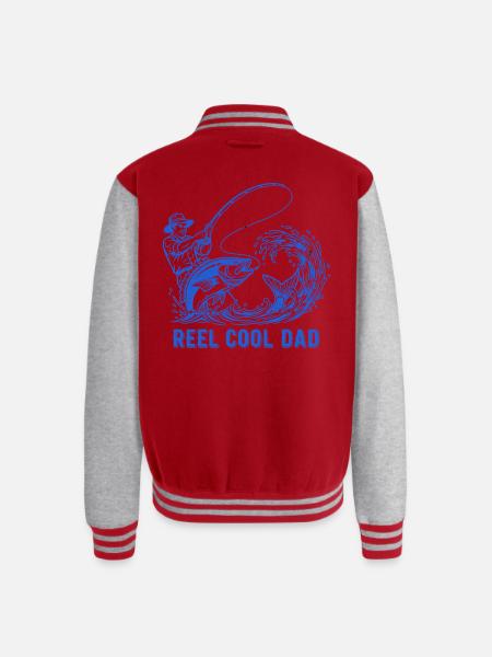 Reel Cool Dad Fishing - Unisex College Sweat Jacket - red/heather grey